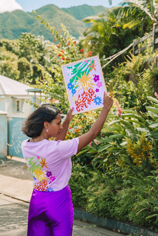 illustration shine motifs colorés et solaire. fait à l'île de la Réunion.