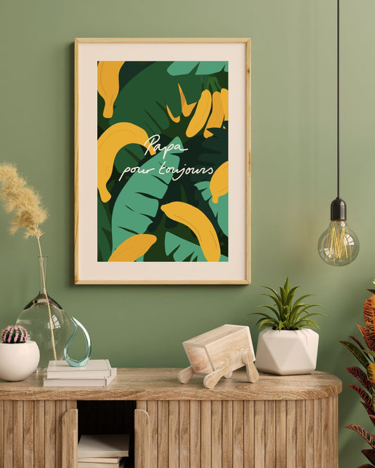 Affiche tropicale avec message pour la fête des pères.
