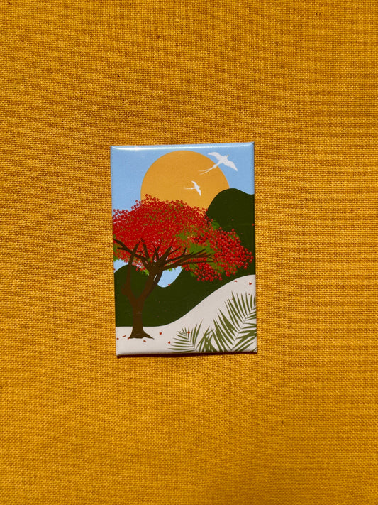 magnet reunion flamboyant illustration creole