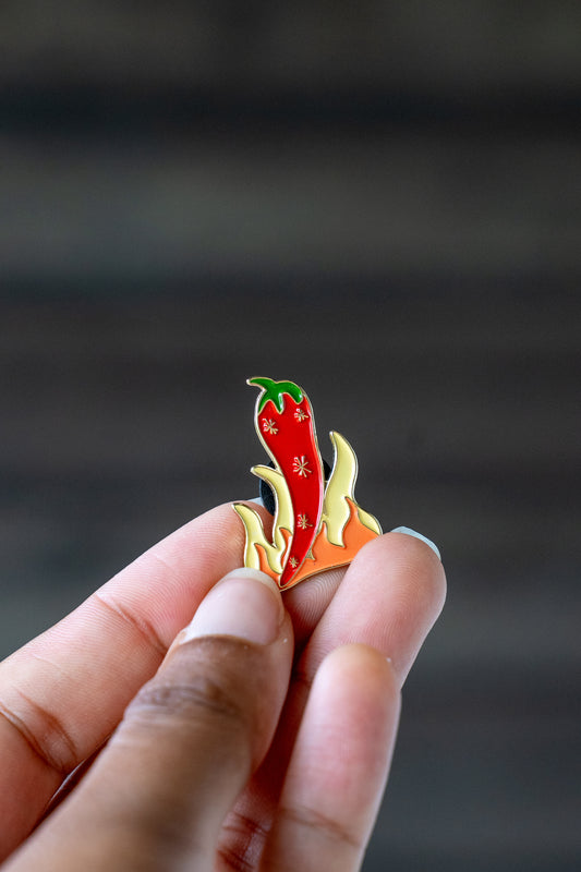 pin piment de l'île de la Réunion, à porter sur un sac, veste ou à offrir en souvenir.