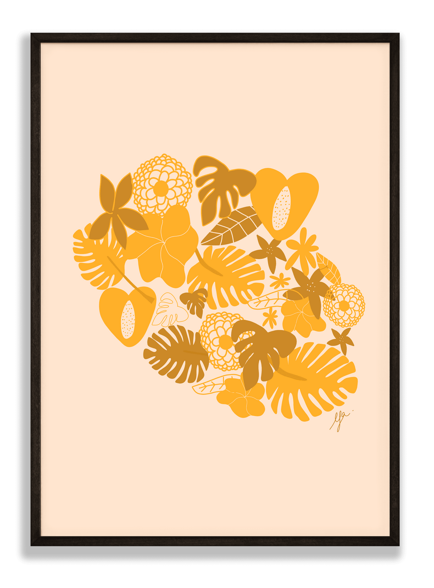Affiche qui représente l'île de la Réunion avec la végétation tropicale.