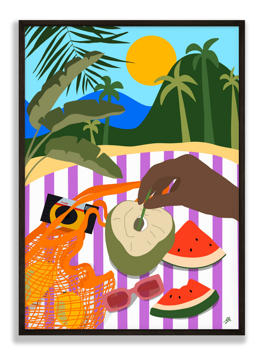 Affiche île de la Réunion coconut