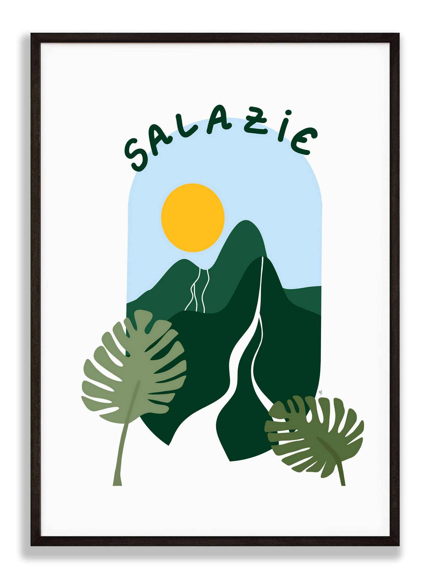 affiche minimaliste du cirque de salazie à l'île de la Réunion.