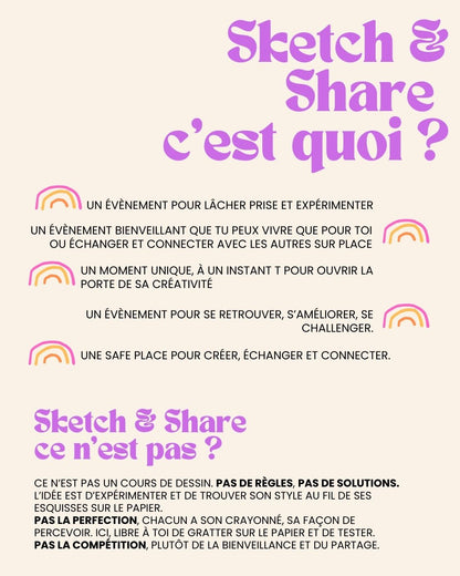 Évènement créatif à l'île de la Réunion. Événement dessin sketch and share.