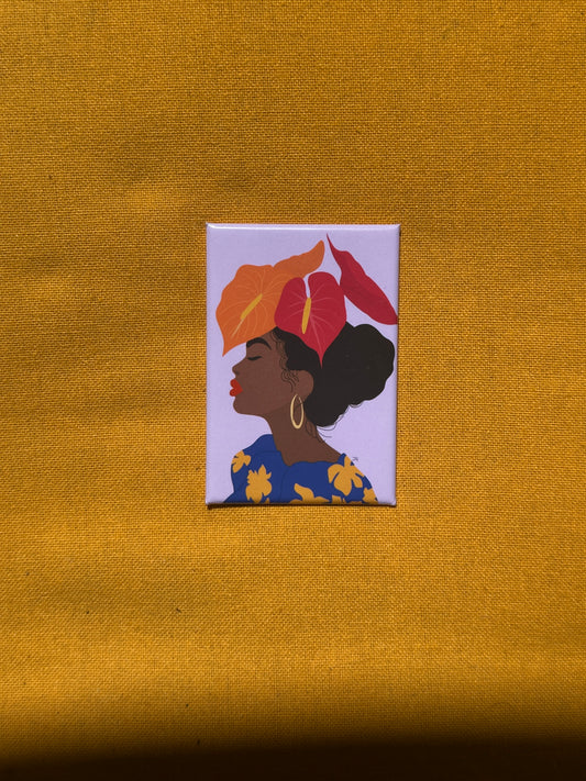 magnet reunion femme anthurium illustration florale locale