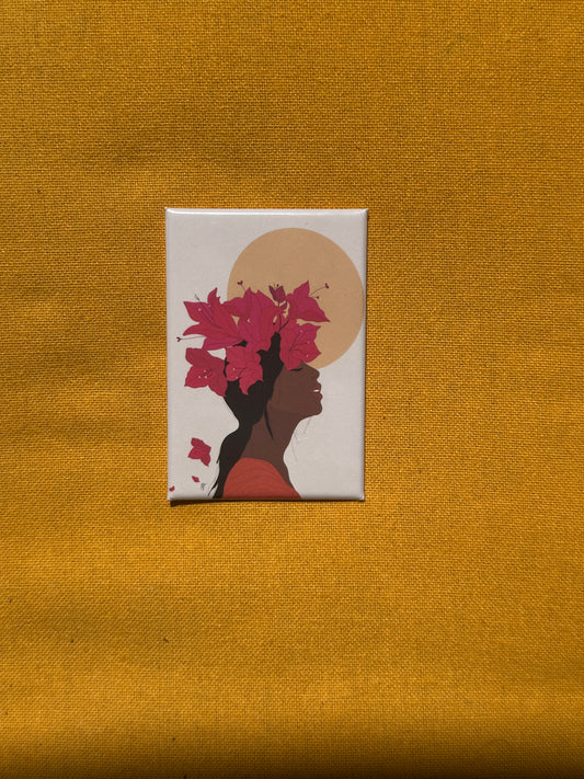magnet reunion femme bougainvillier illustration tropicale
