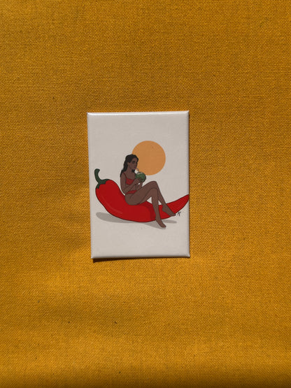 magnet reunion femme piment illustration creole coloree
