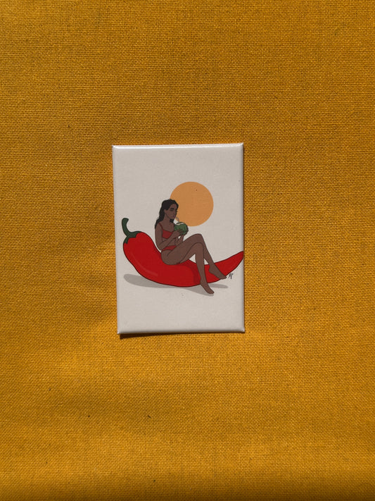 magnet reunion femme piment illustration creole coloree